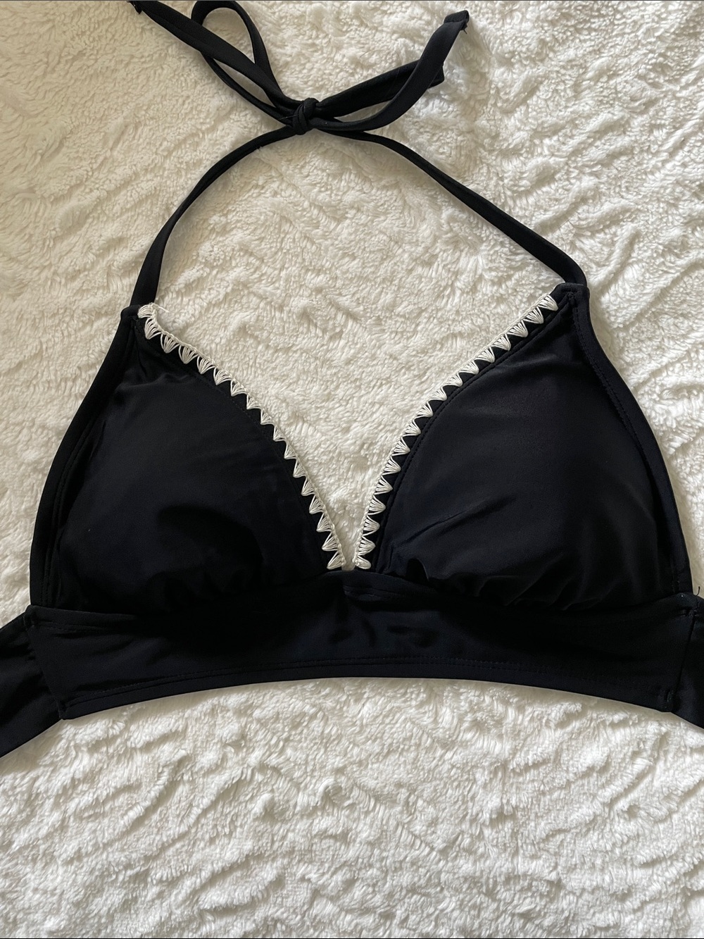 Kona Sol Black Bikini Top with White Label